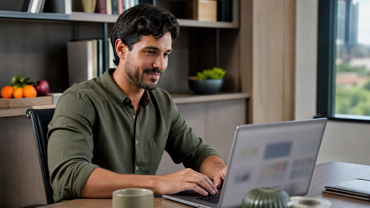 Pessoa criando uma landing page com modelo pronto